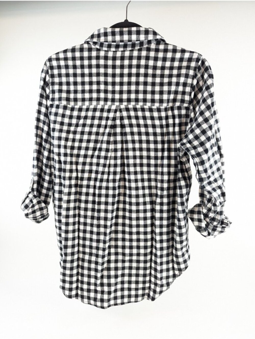 Calvin Klein Women Small Flannel Shirt Black White Plaid Long Sleeve Button Down - Picture 3 of 11